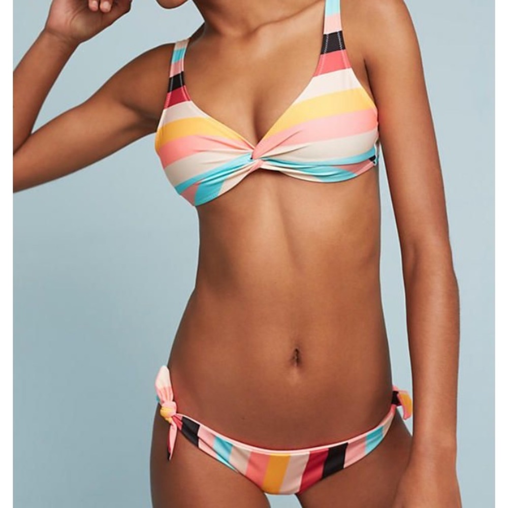 Solid and striped bikini